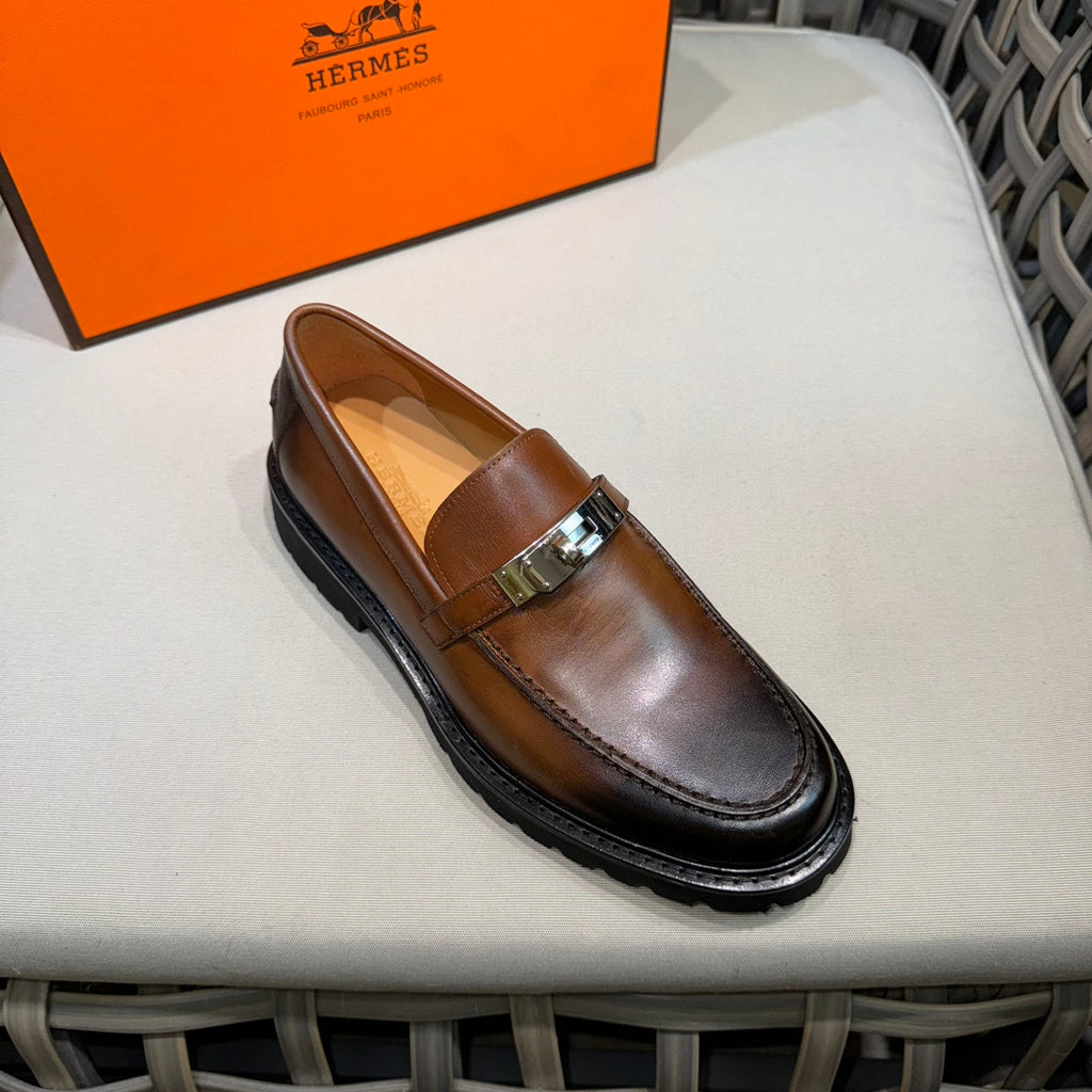 Чоловічі шкіряні туфлі Hermès золотисті