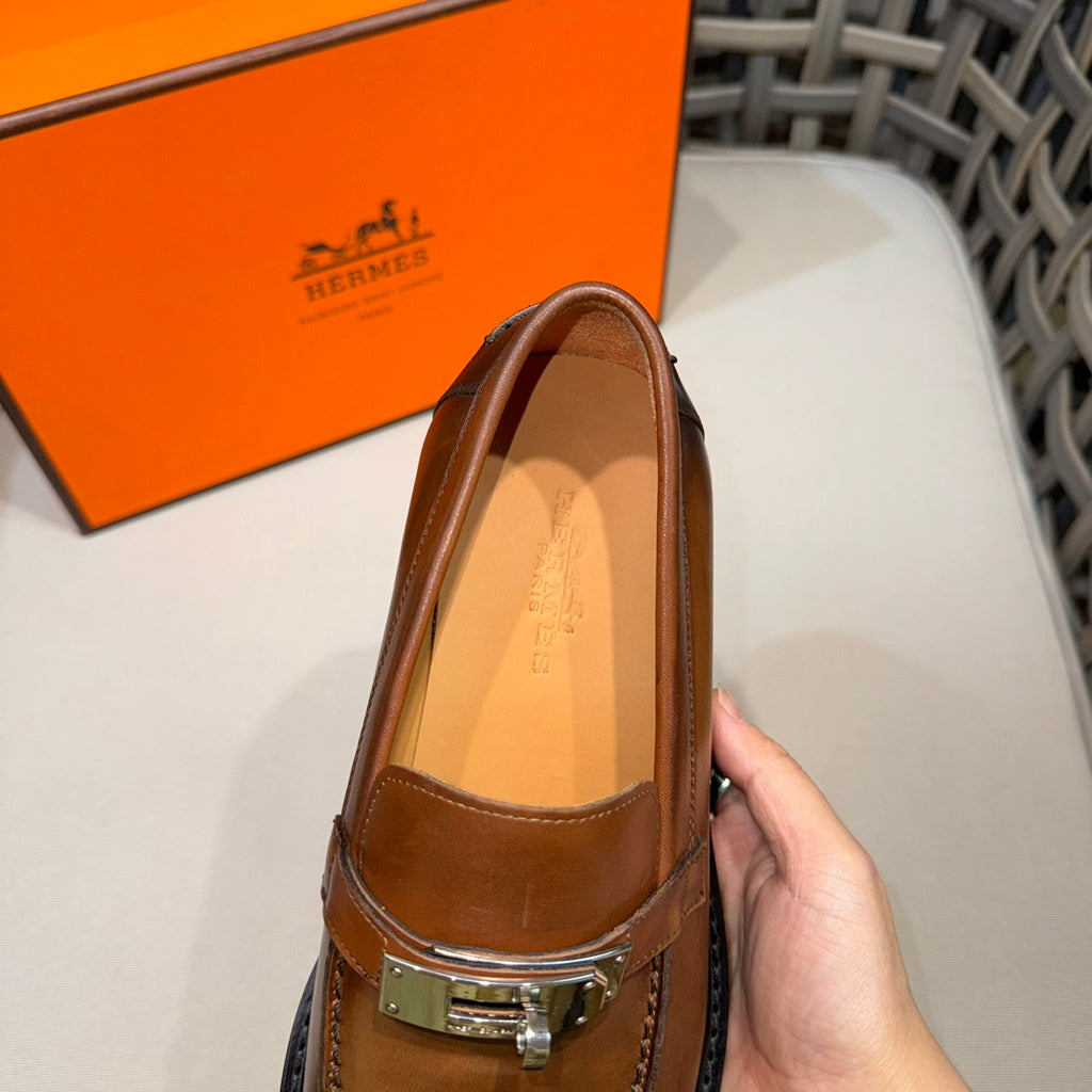 Чоловічі шкіряні туфлі Hermès золотисті