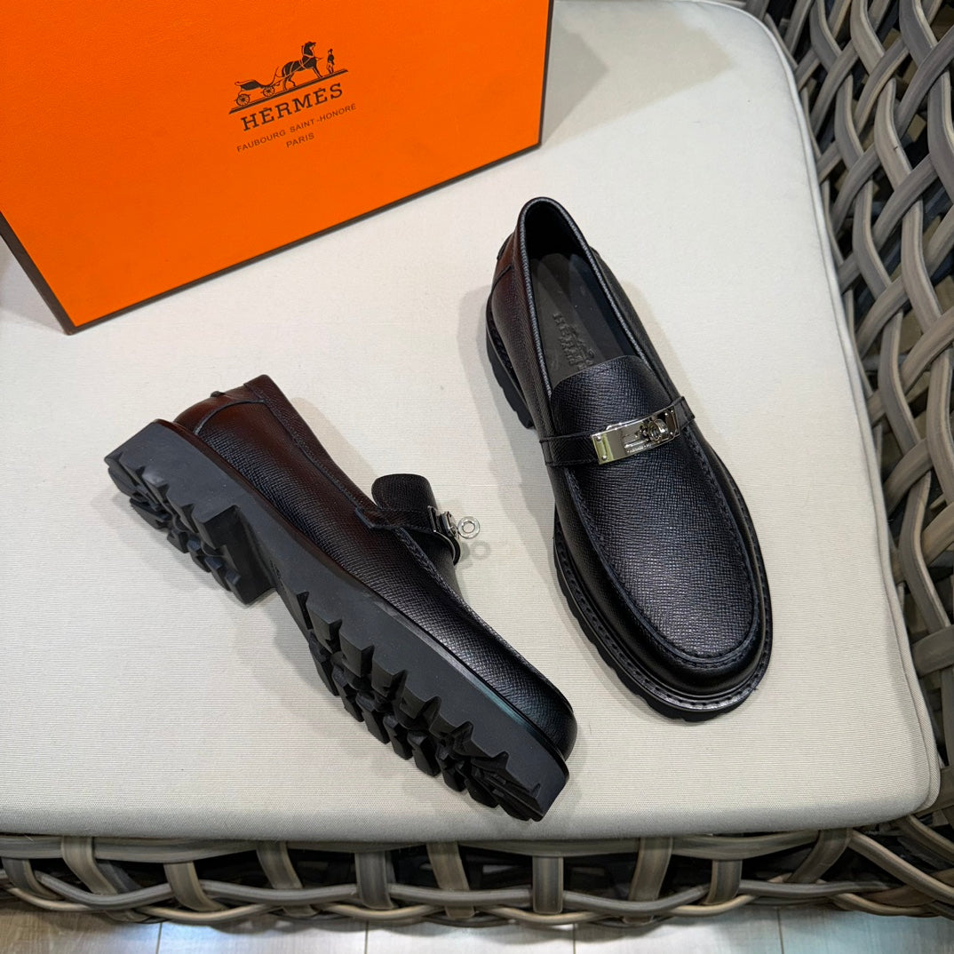 Чоловічі шкіряні туфлі Hermès золотисті