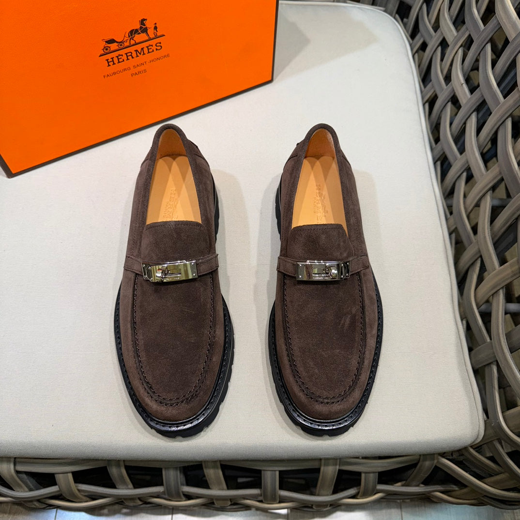Чоловічі шкіряні туфлі Hermès золотисті