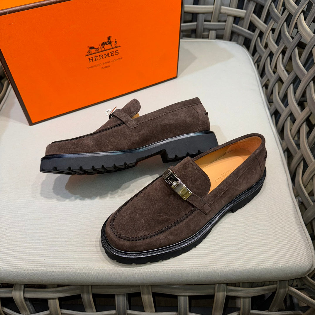 Чоловічі шкіряні туфлі Hermès золотисті