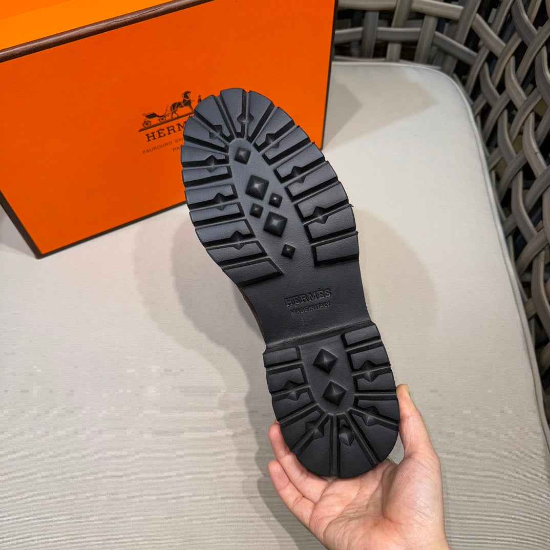 Чоловічі шкіряні туфлі Hermès золотисті