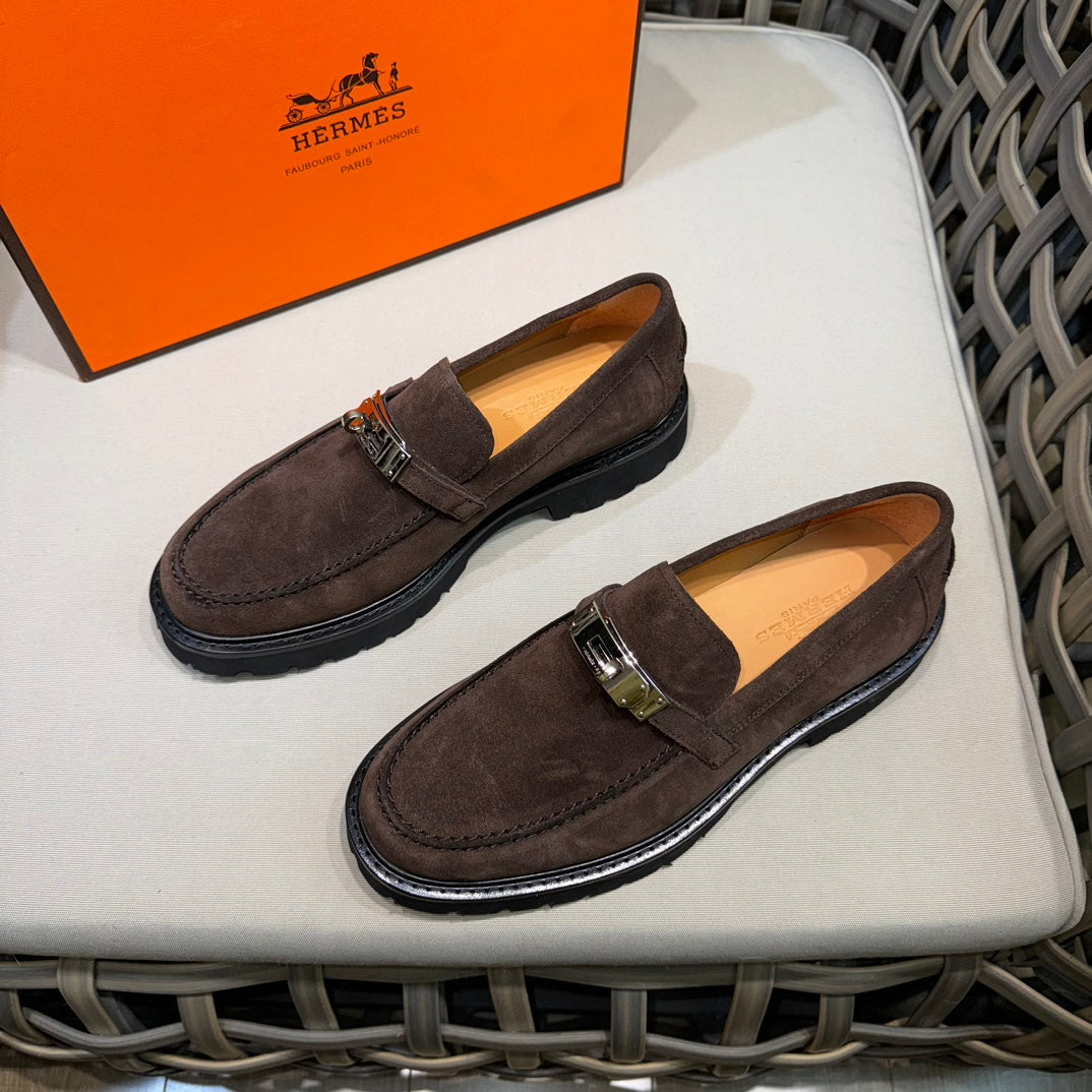 Чоловічі шкіряні туфлі Hermès золотисті
