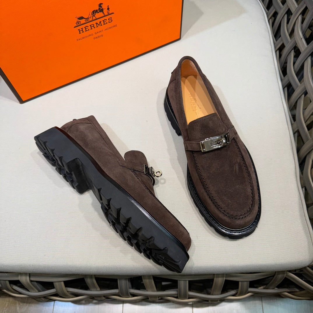 Чоловічі шкіряні туфлі Hermès золотисті