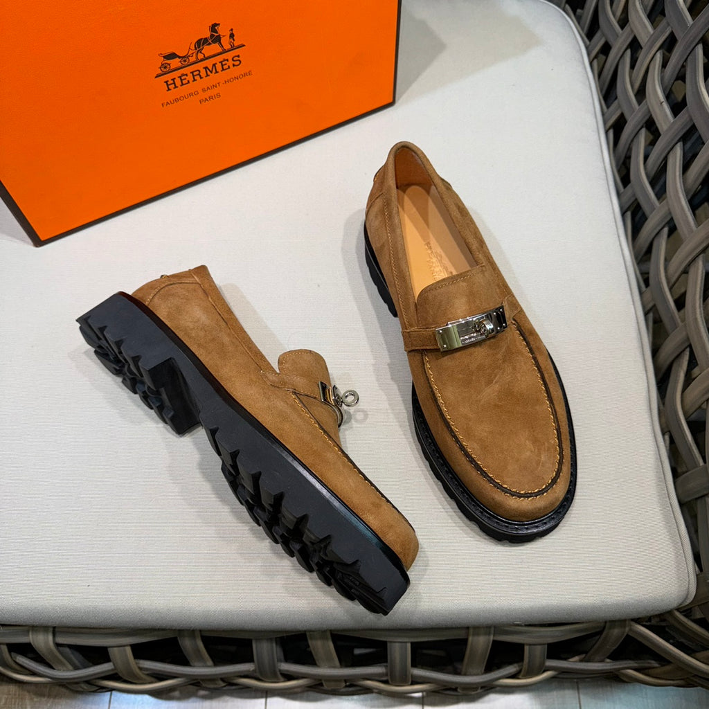 Чоловічі шкіряні туфлі Hermès золотисті