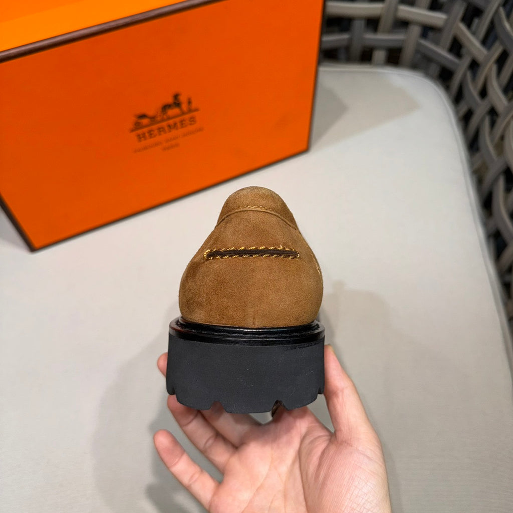 Чоловічі шкіряні туфлі Hermès золотисті