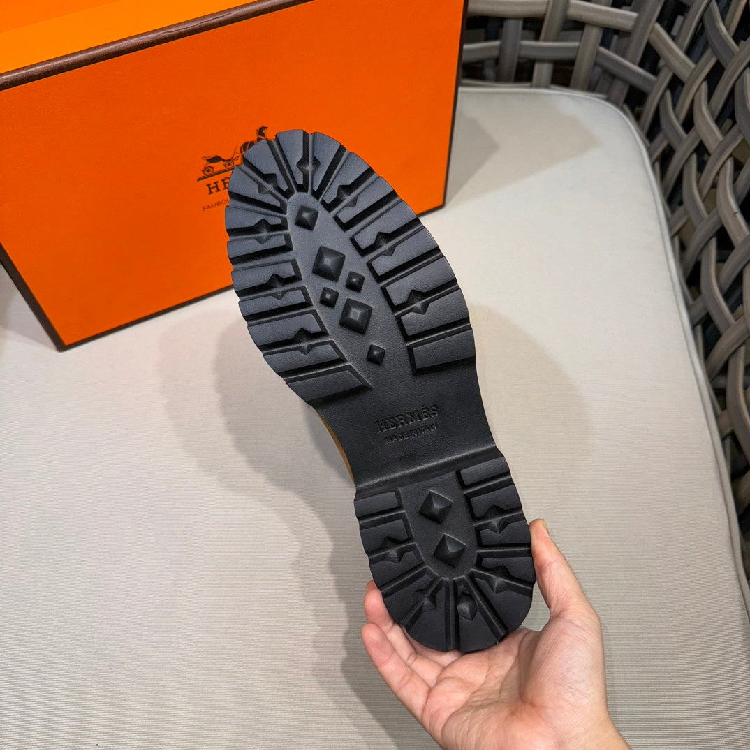 Чоловічі шкіряні туфлі Hermès золотисті