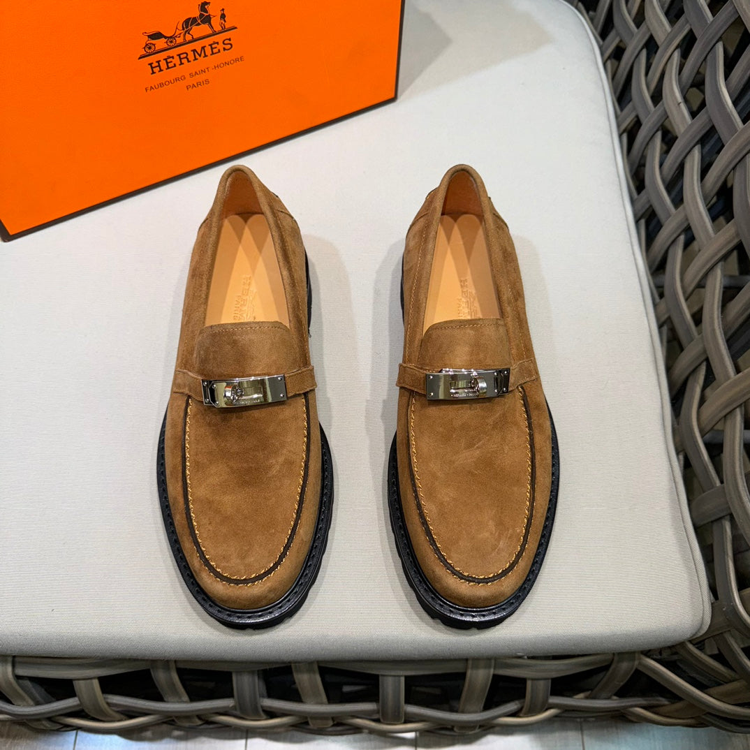 Чоловічі шкіряні туфлі Hermès золотисті