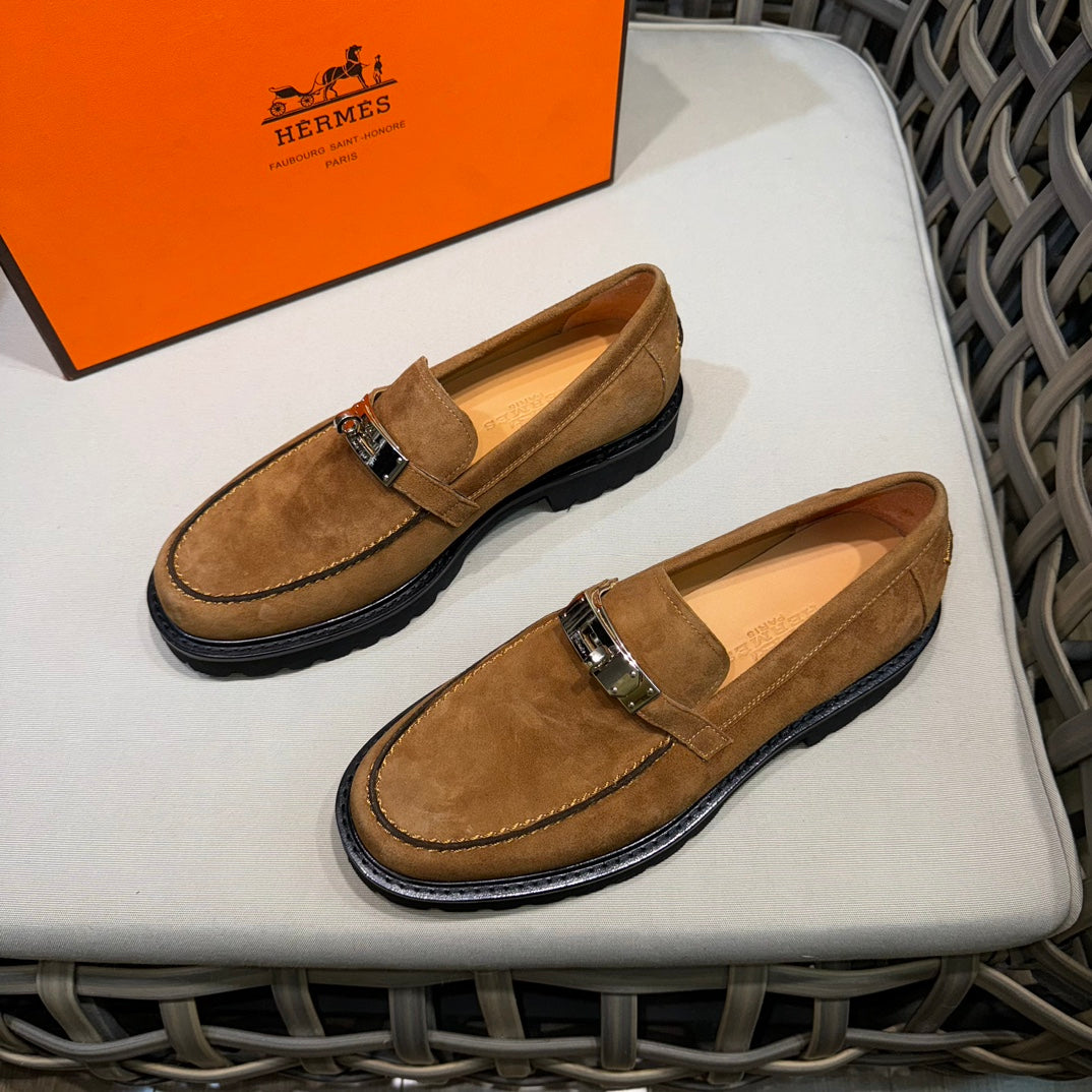 Чоловічі шкіряні туфлі Hermès золотисті