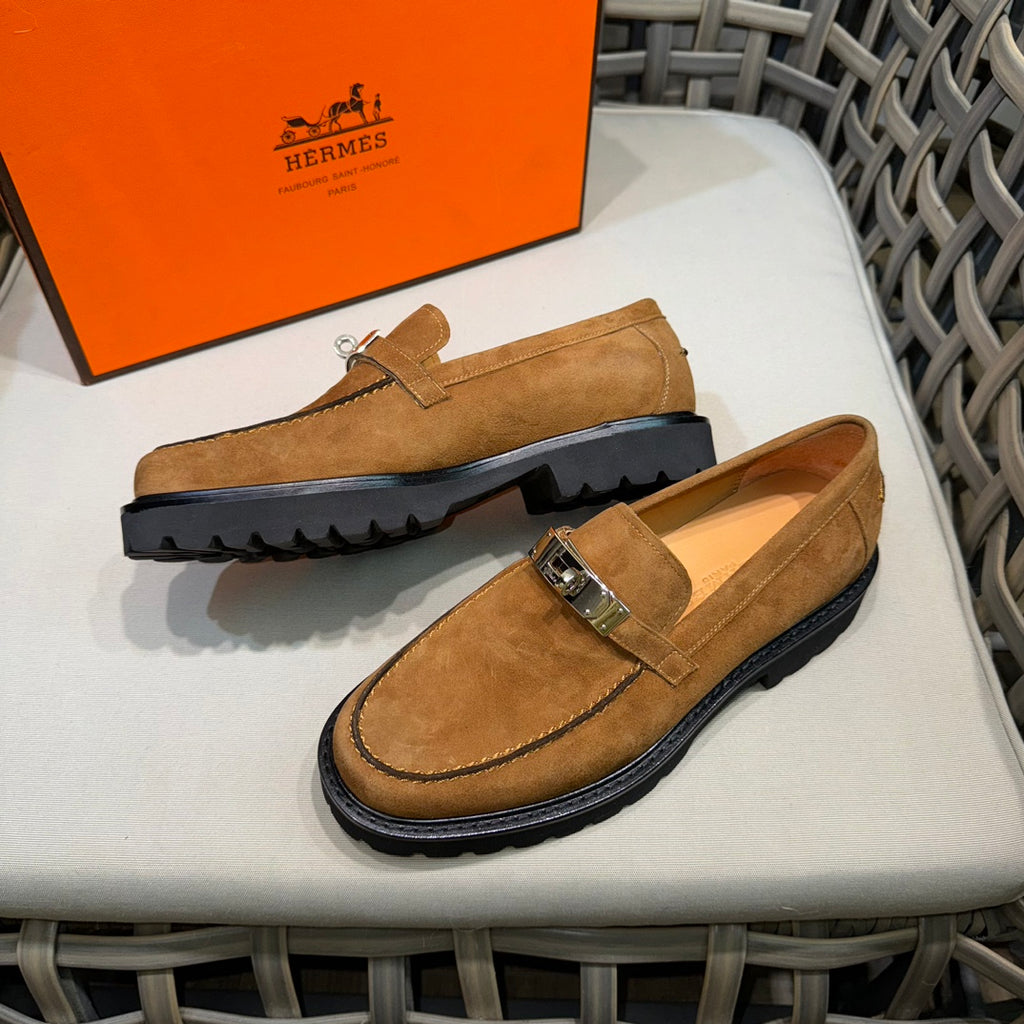 Чоловічі шкіряні туфлі Hermès золотисті