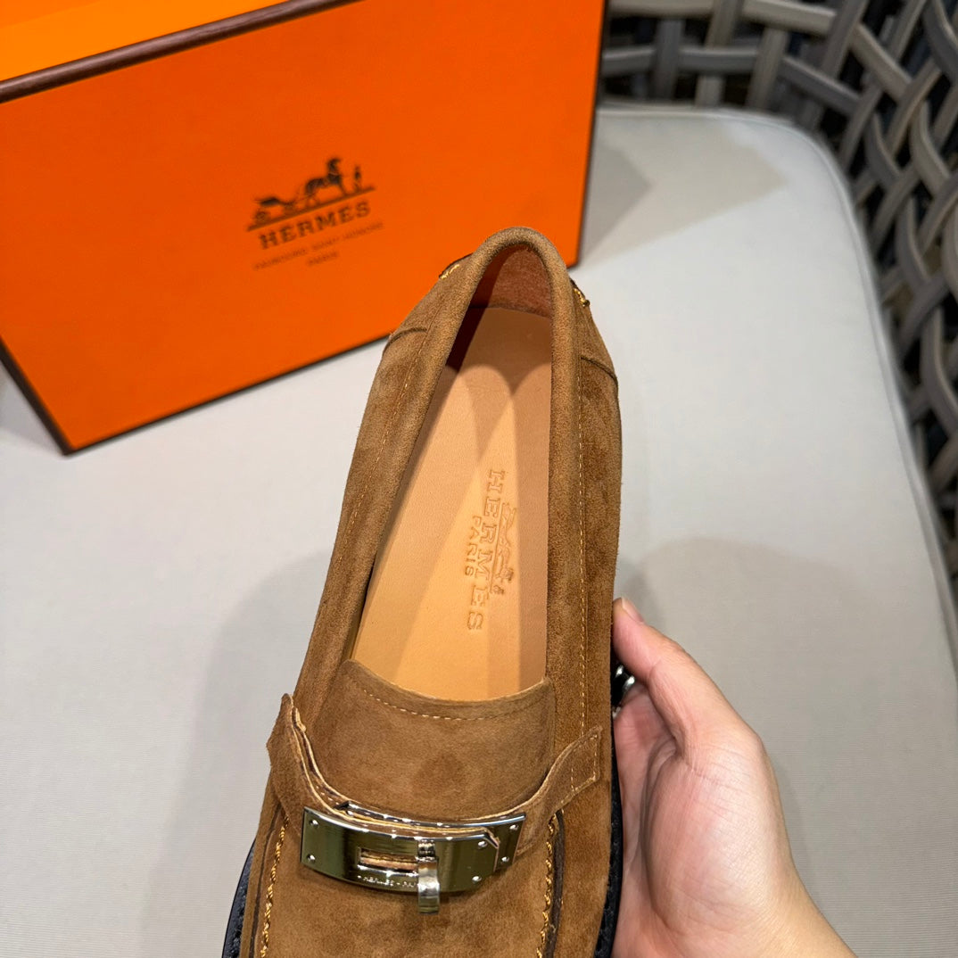 Чоловічі шкіряні туфлі Hermès золотисті