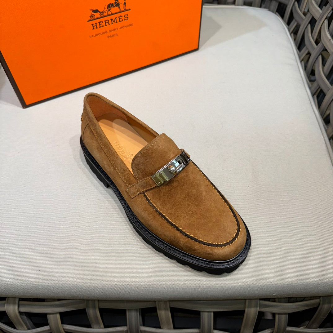 Чоловічі шкіряні туфлі Hermès золотисті