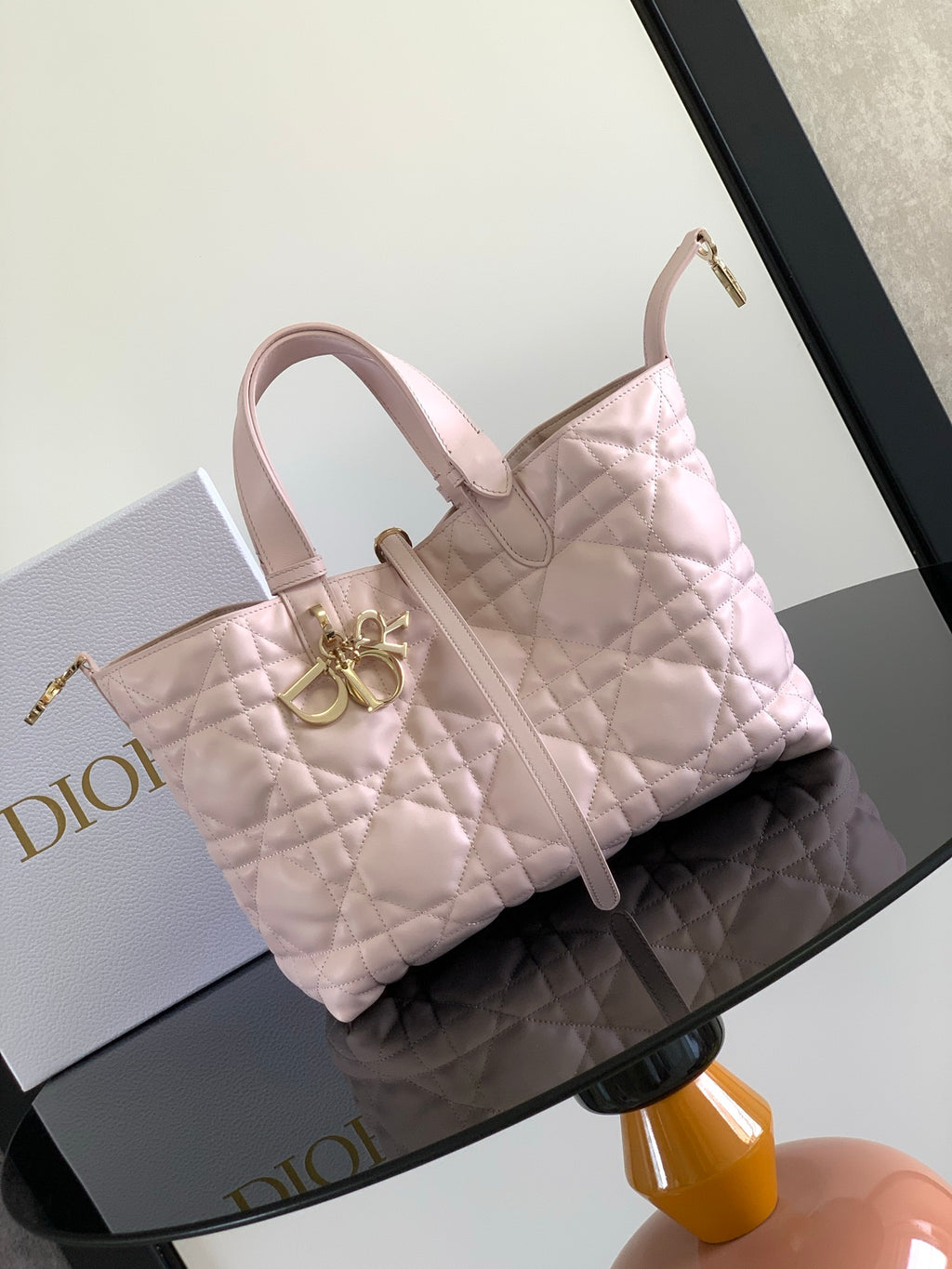 Сумка з ручками Dior Toujours з натуральної шкіри, рожева — фото 2