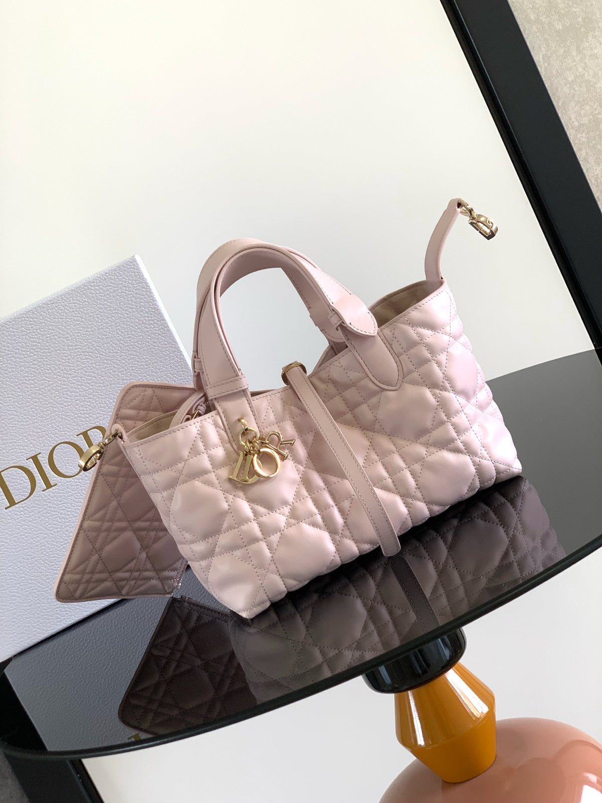 Сумка з ручками Dior Toujours з натуральної шкіри, рожева — фото 2