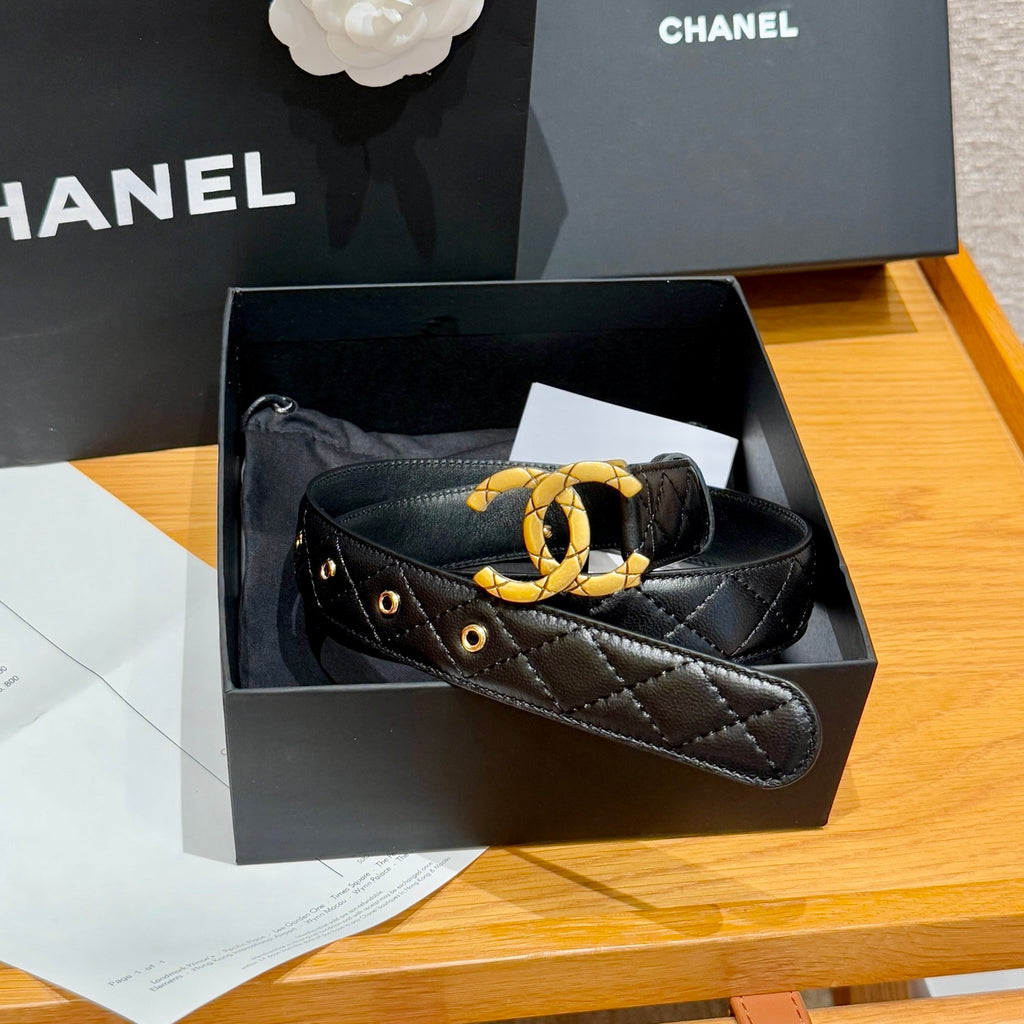 Ремінь Chanel CC з натуральної шкіри ягняти — фото 1