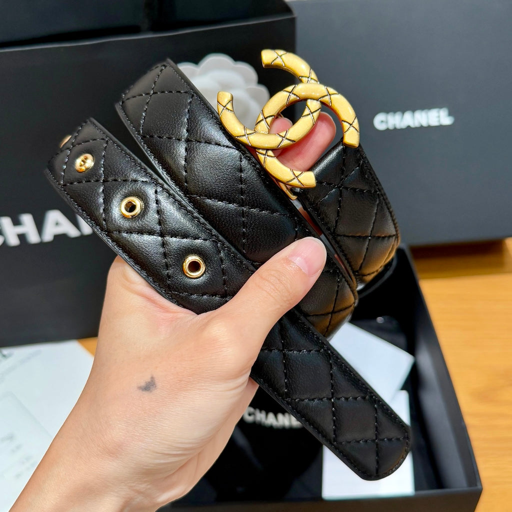 Ремінь Chanel CC з натуральної шкіри ягняти — фото 2