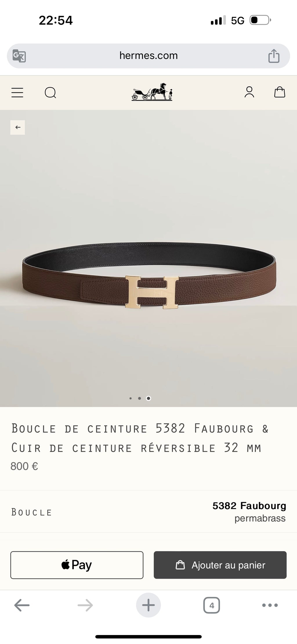 Ремінь Hermès з шкіри Togo — фото 6