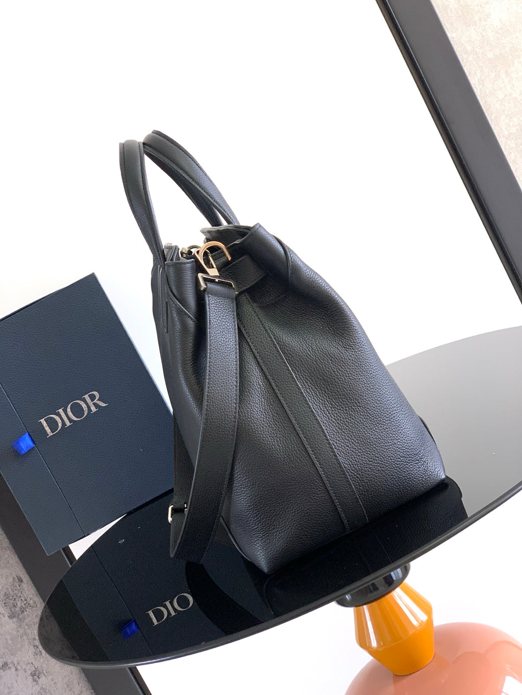 Сумка з ручками Dior Normandie з текстилю й натуральної шкіри, чорна — фото 2