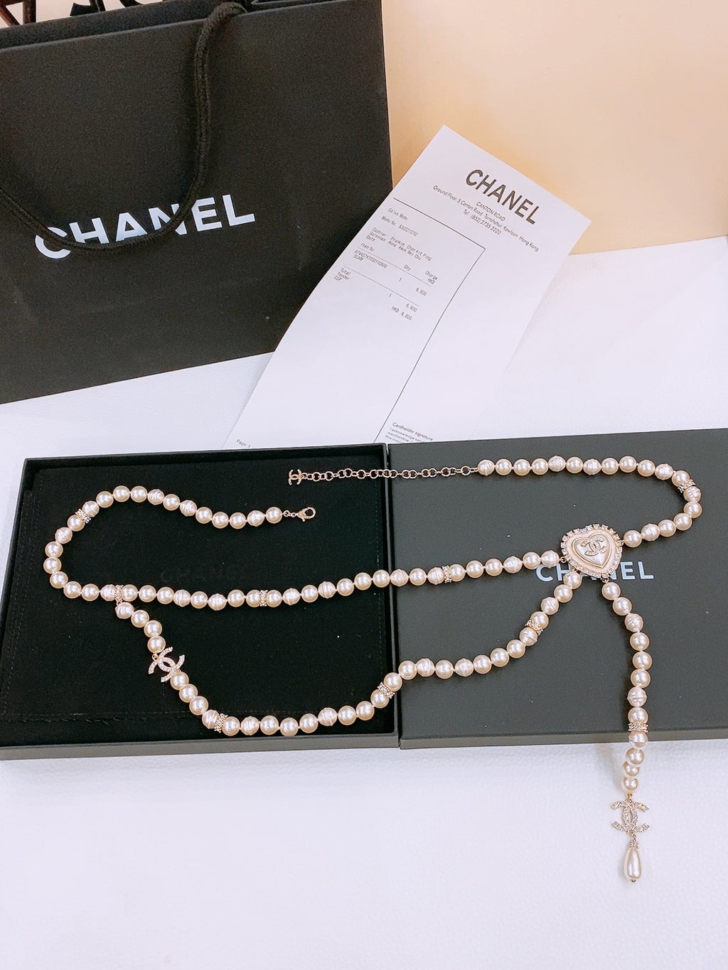 Пояс-ланцюжок Chanel з перлинним декором — фото 1