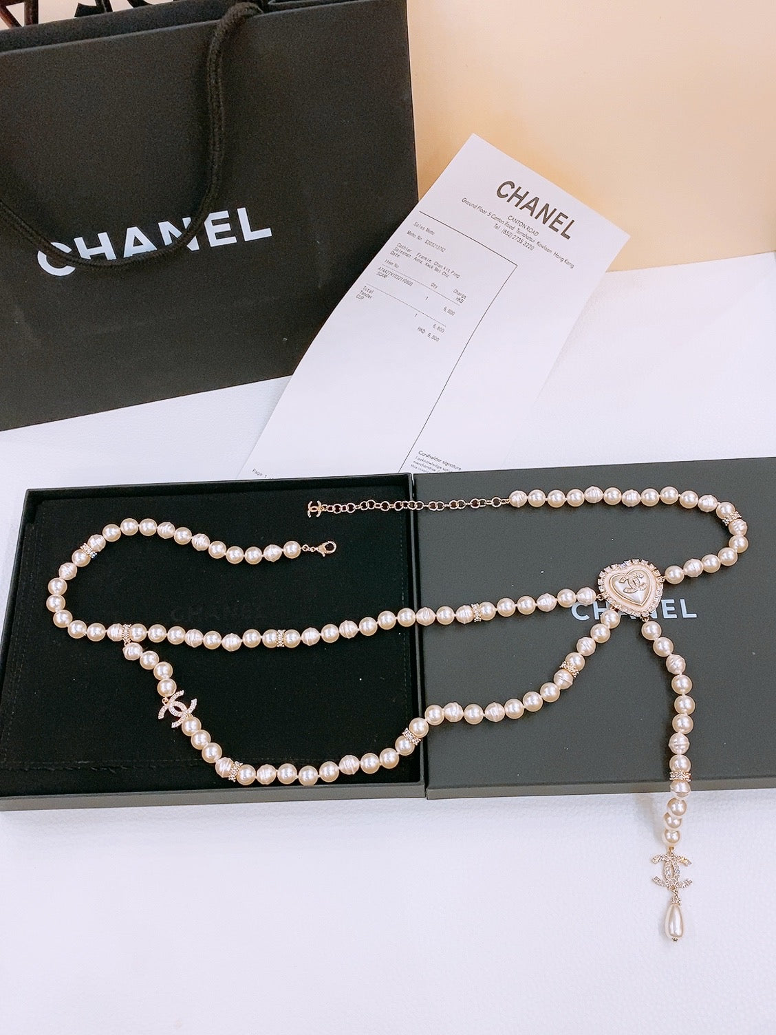 Пояс-ланцюжок Chanel з перлинним декором — фото 1