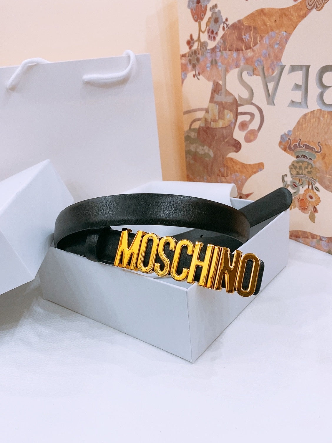 Ремінь Moschino з натуральної шкіри теляти — фото 4