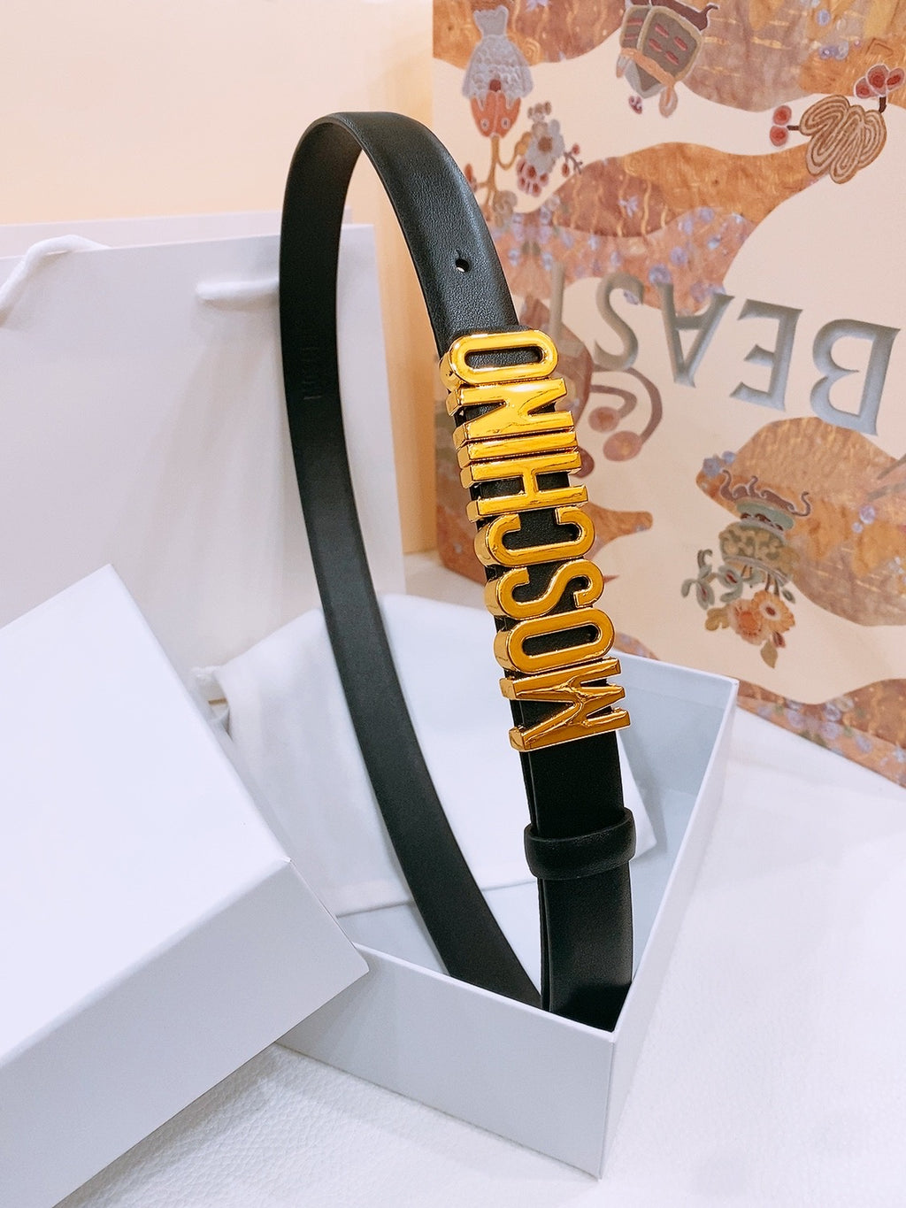 Ремінь Moschino з натуральної шкіри теляти — фото 1