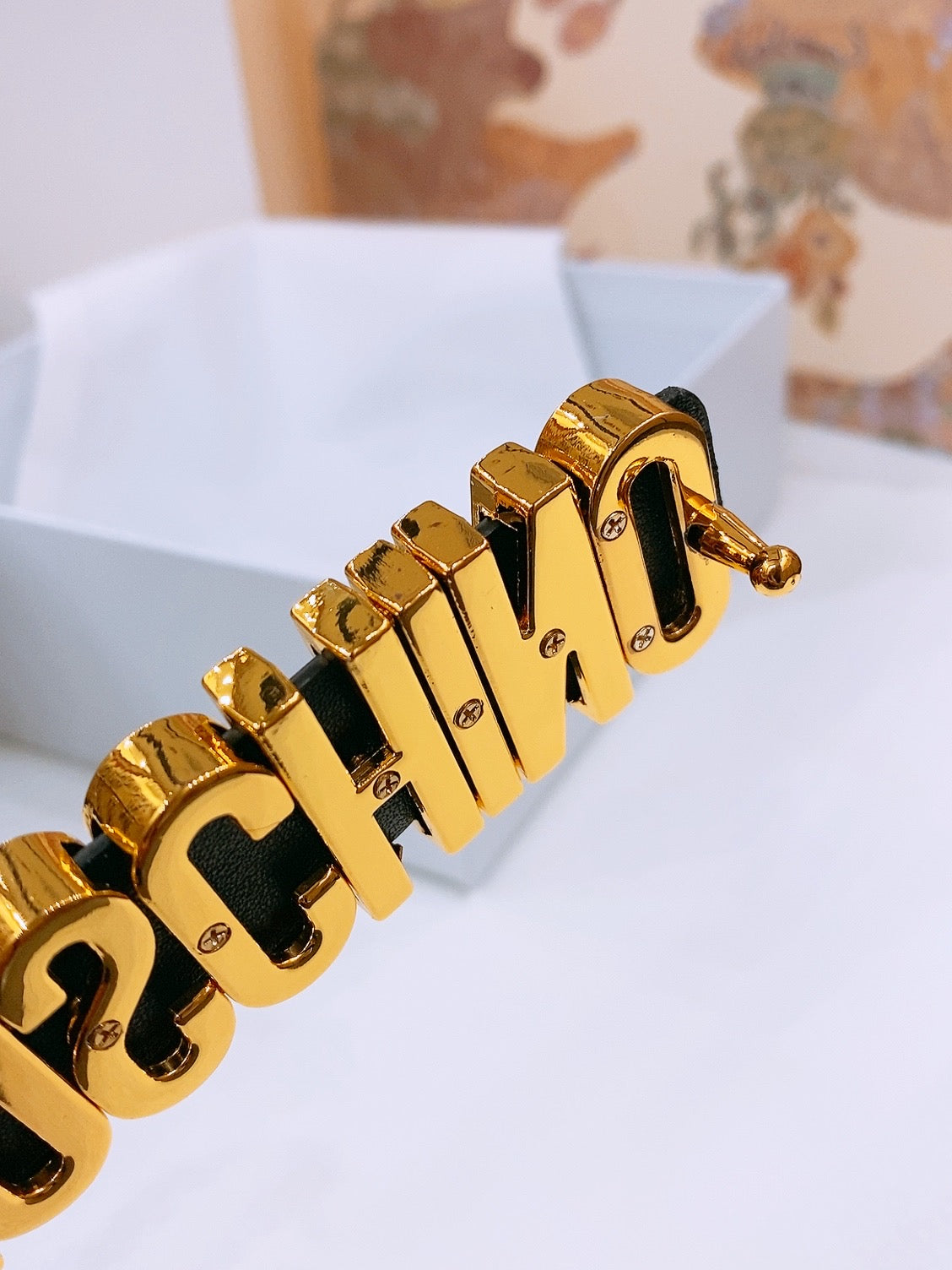 Ремінь Moschino з натуральної шкіри теляти — фото 5