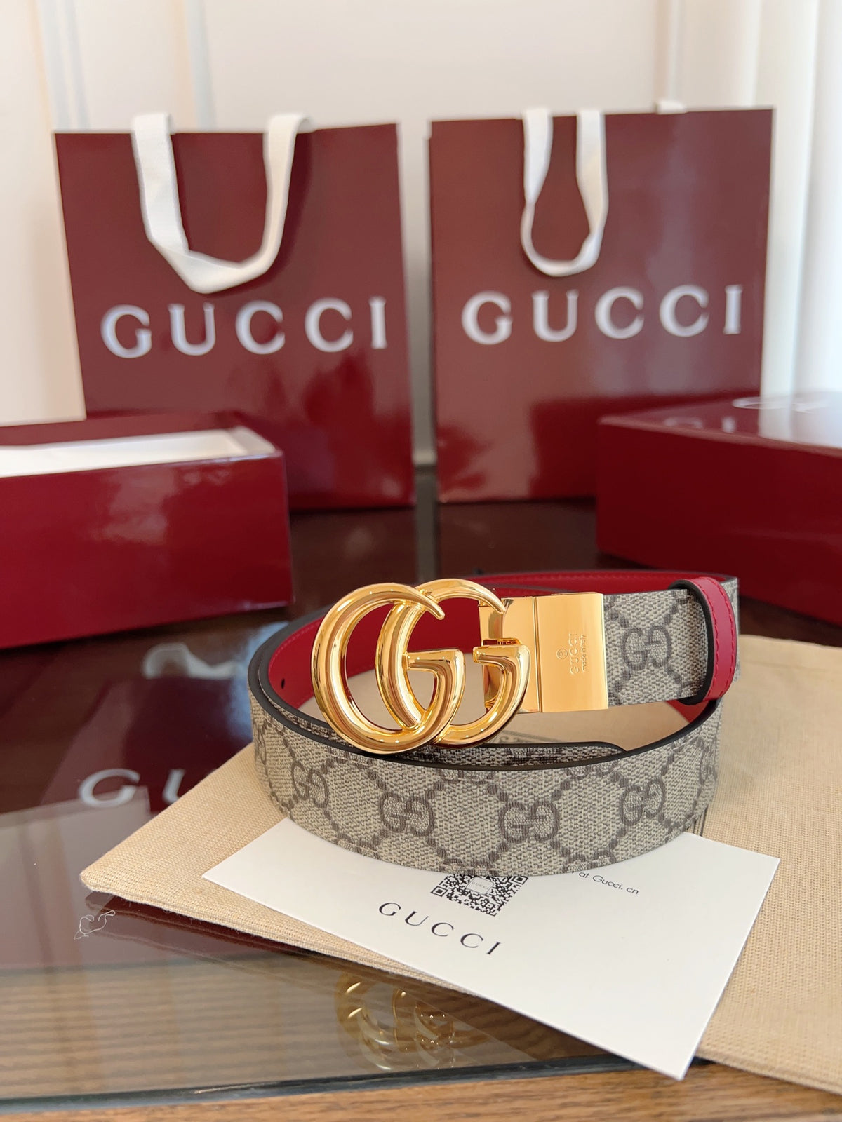 Ремінь Gucci Double G з ПВХ — фото 1