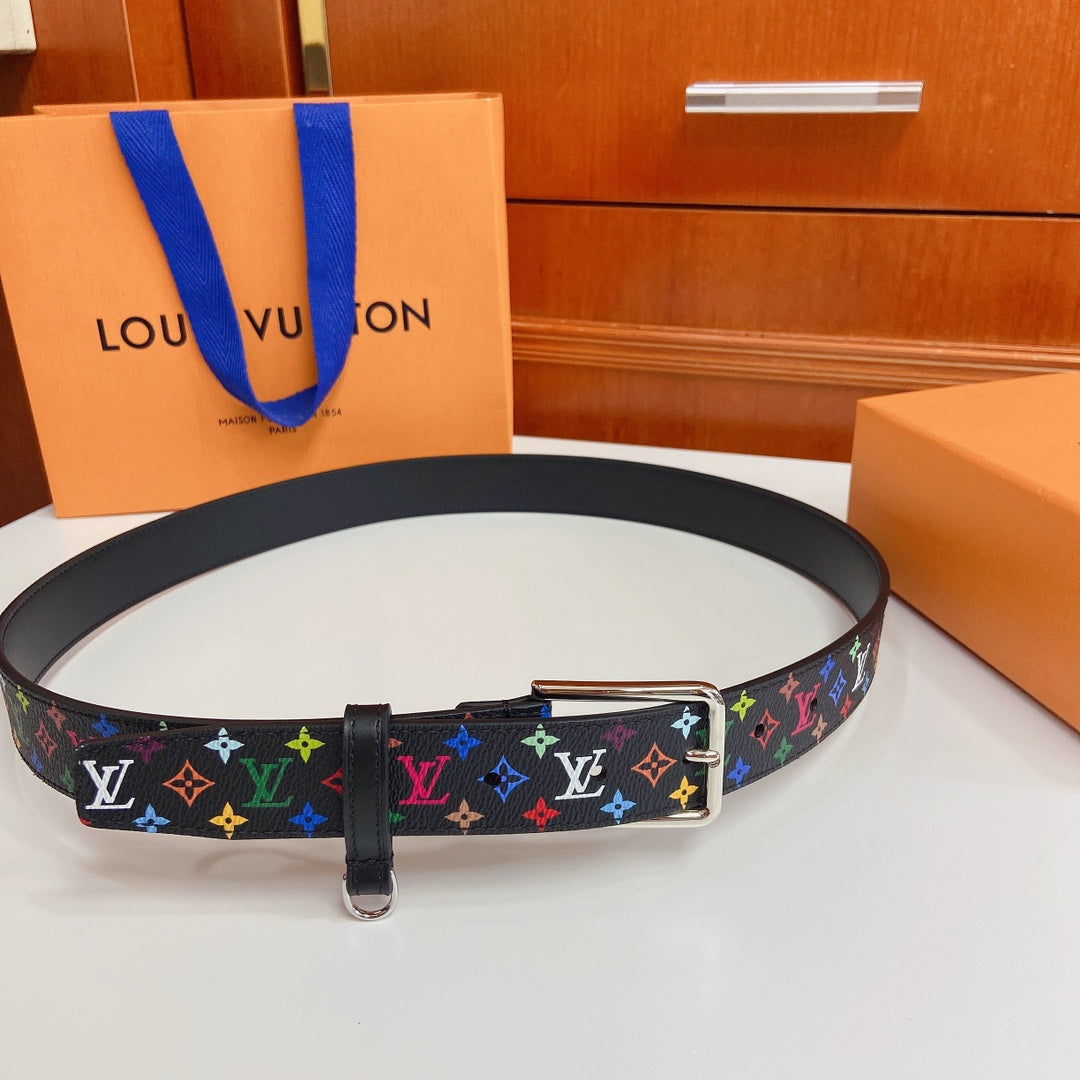 Ремінь Louis Vuitton з текстилю й натуральної шкіри з пряжкою-штифтом — фото 1
