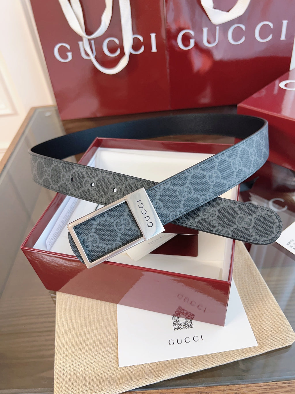 Ремінь Gucci з текстилю й натуральної шкіри — фото 6