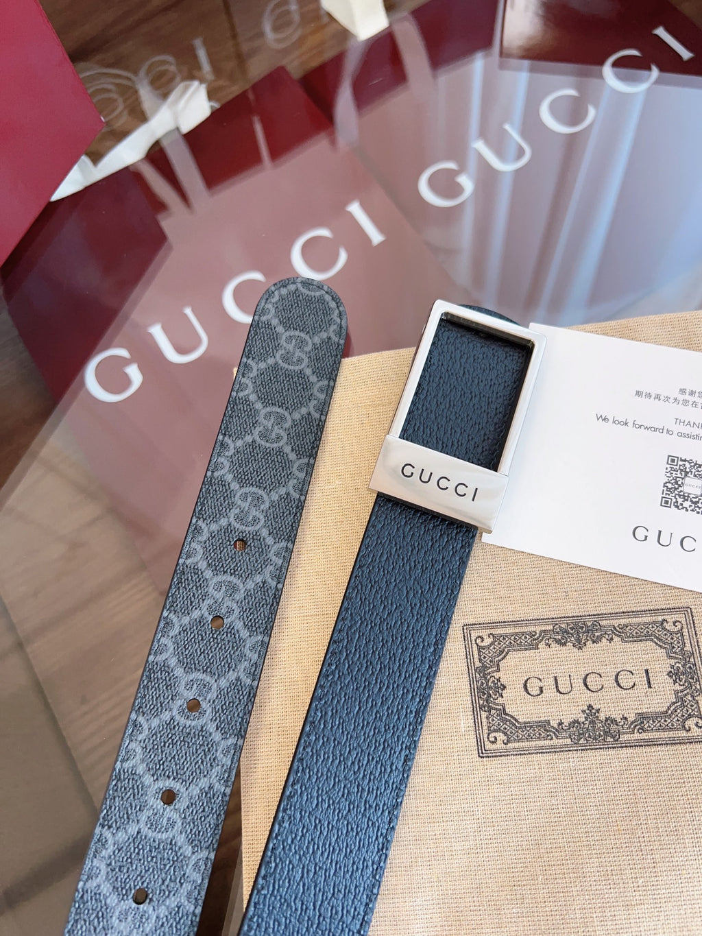 Ремінь Gucci з текстилю й натуральної шкіри — фото 4
