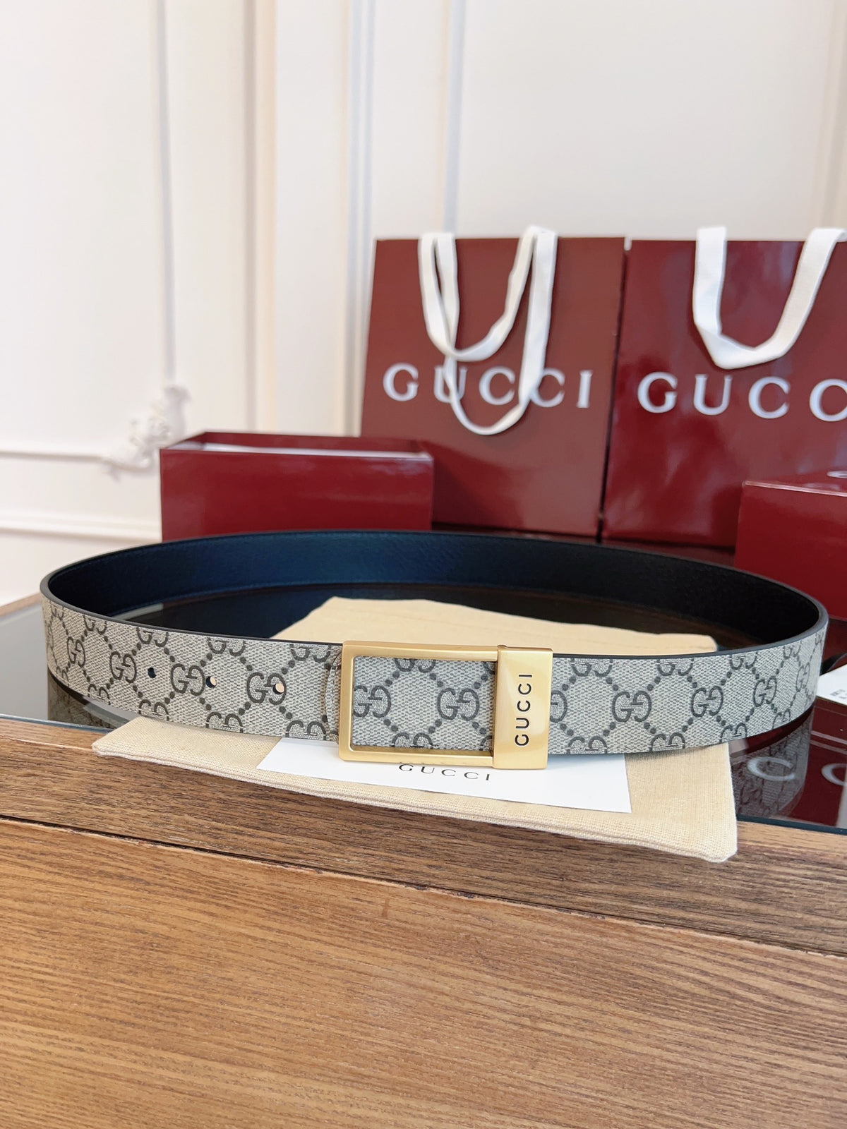 Ремінь Gucci з текстилю й натуральної шкіри — фото 1