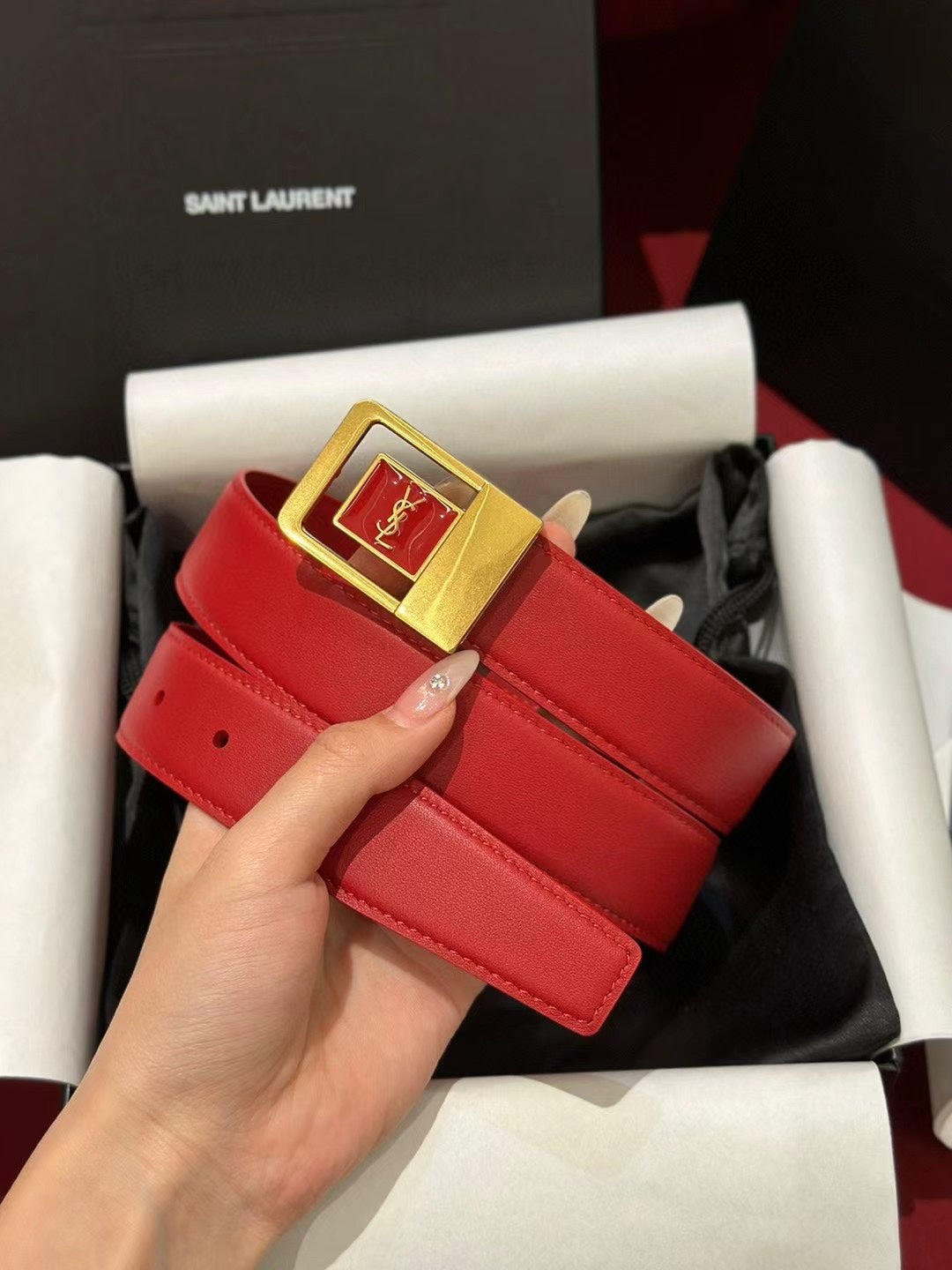 Ремінь Saint Laurent з натуральної шкіри — фото 1