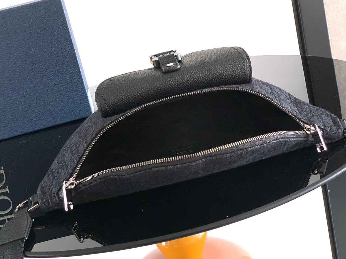 Поясна сумка Dior Saddle з текстилю й натуральної шкіри, чорна — фото 8