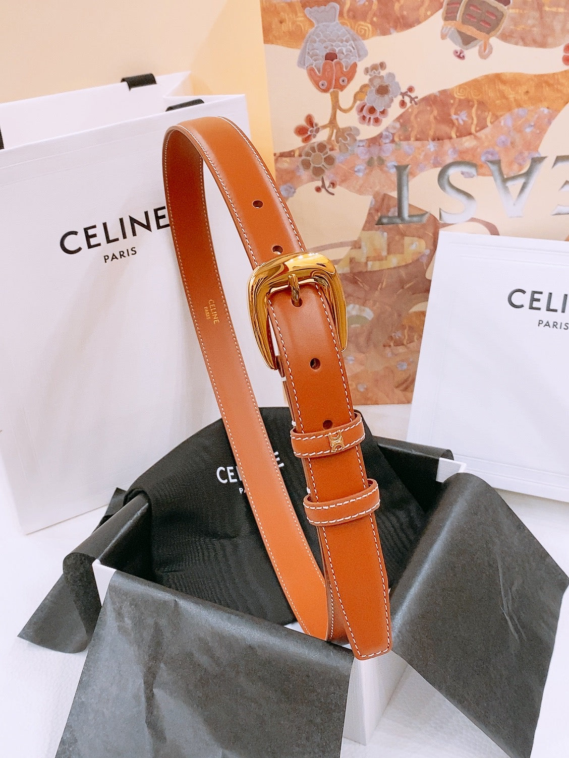 Ремінь Celine з натуральної шкіри теляти — фото 1