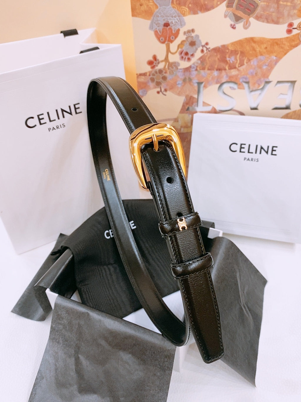 Ремінь Celine з натуральної шкіри теляти — фото 1