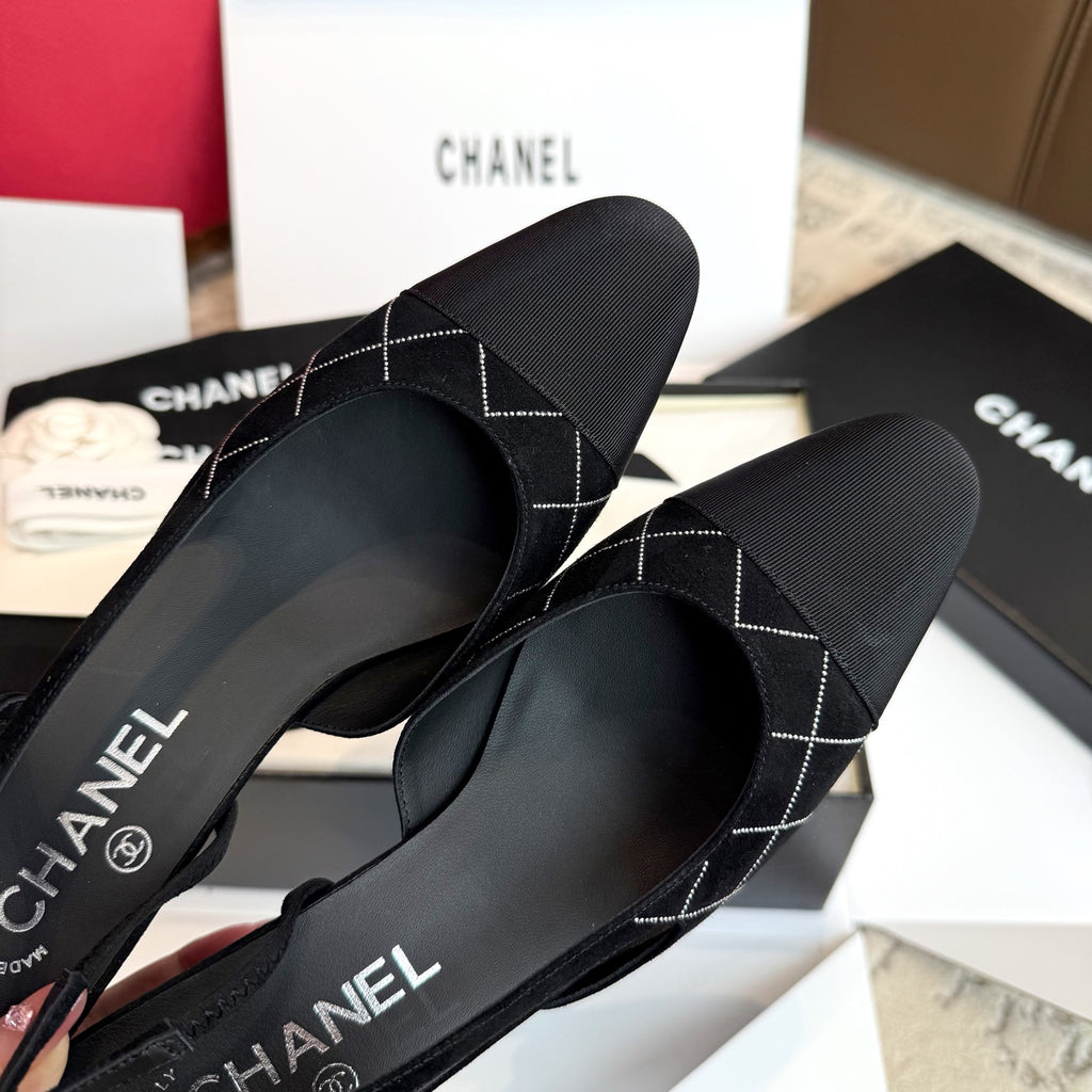 Жіночі елегантні замшеві туфлі Chanel Slingback