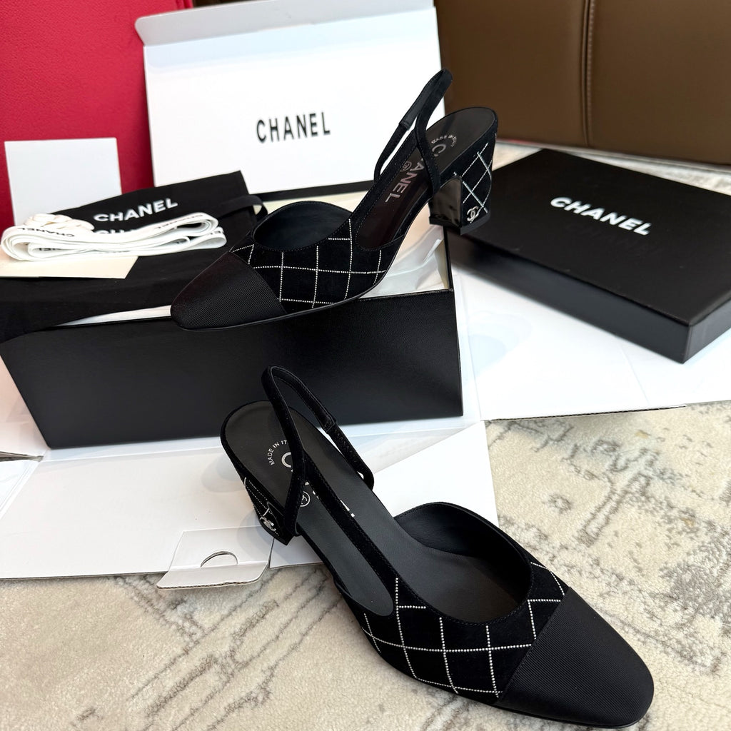 Жіночі елегантні замшеві туфлі Chanel Slingback