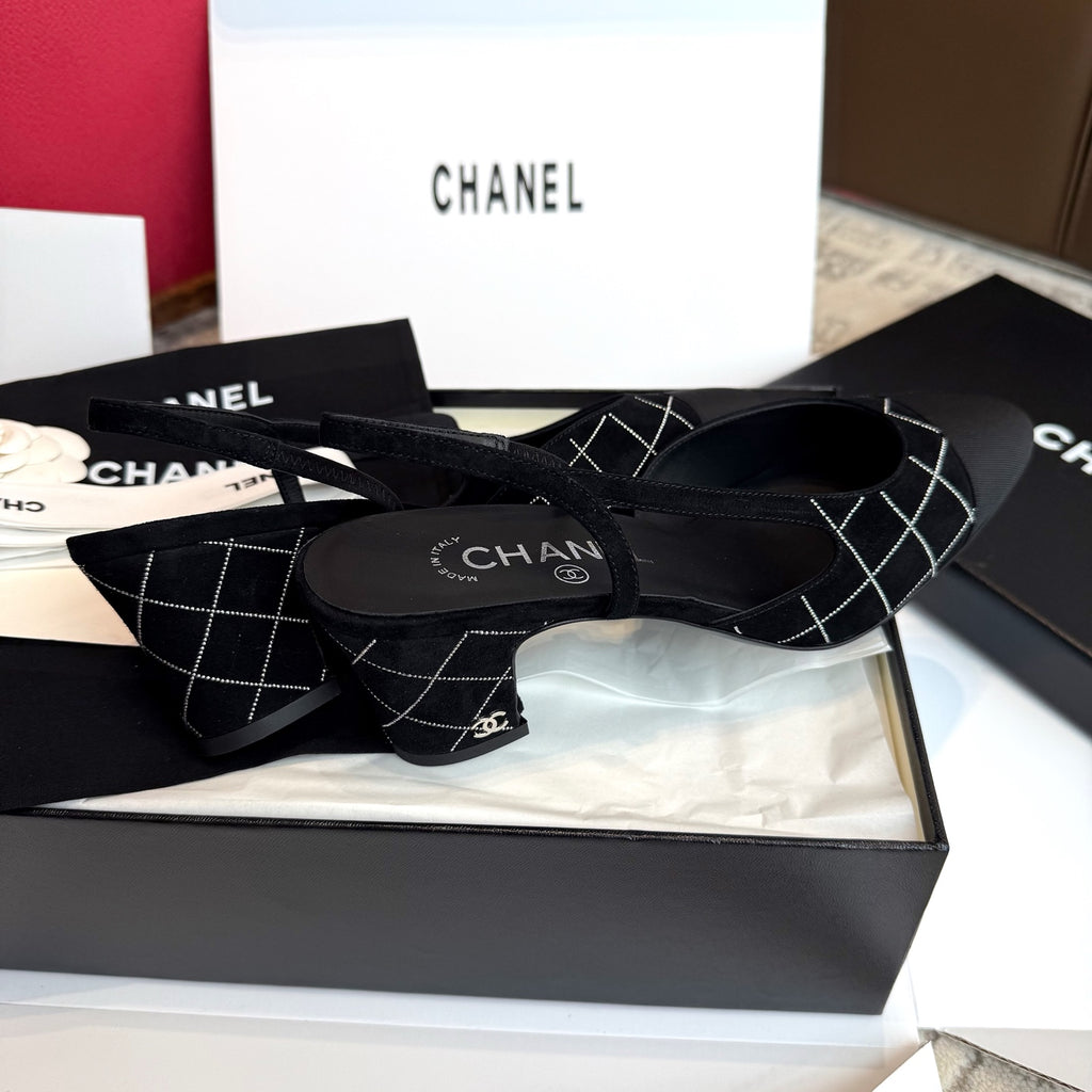 Жіночі елегантні замшеві туфлі Chanel Slingback