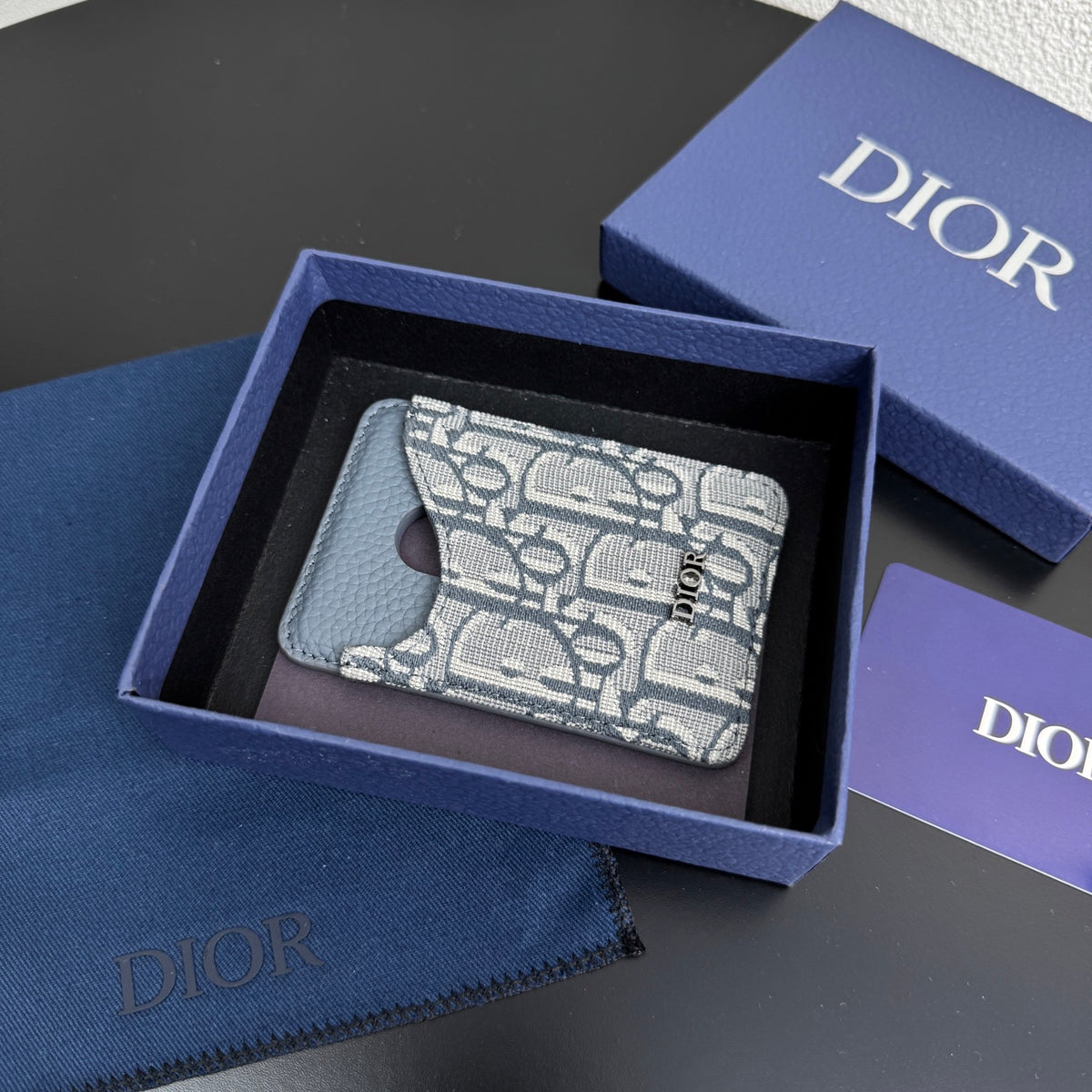 Кардхолдер Dior Saddle із тисненої натуральної шкіри — фото 4