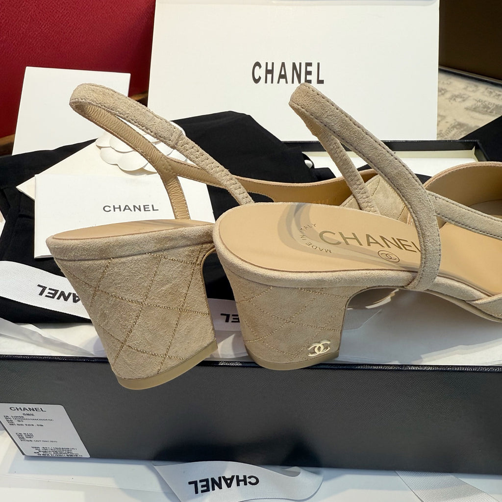 Жіночі елегантні замшеві туфлі Chanel Slingback