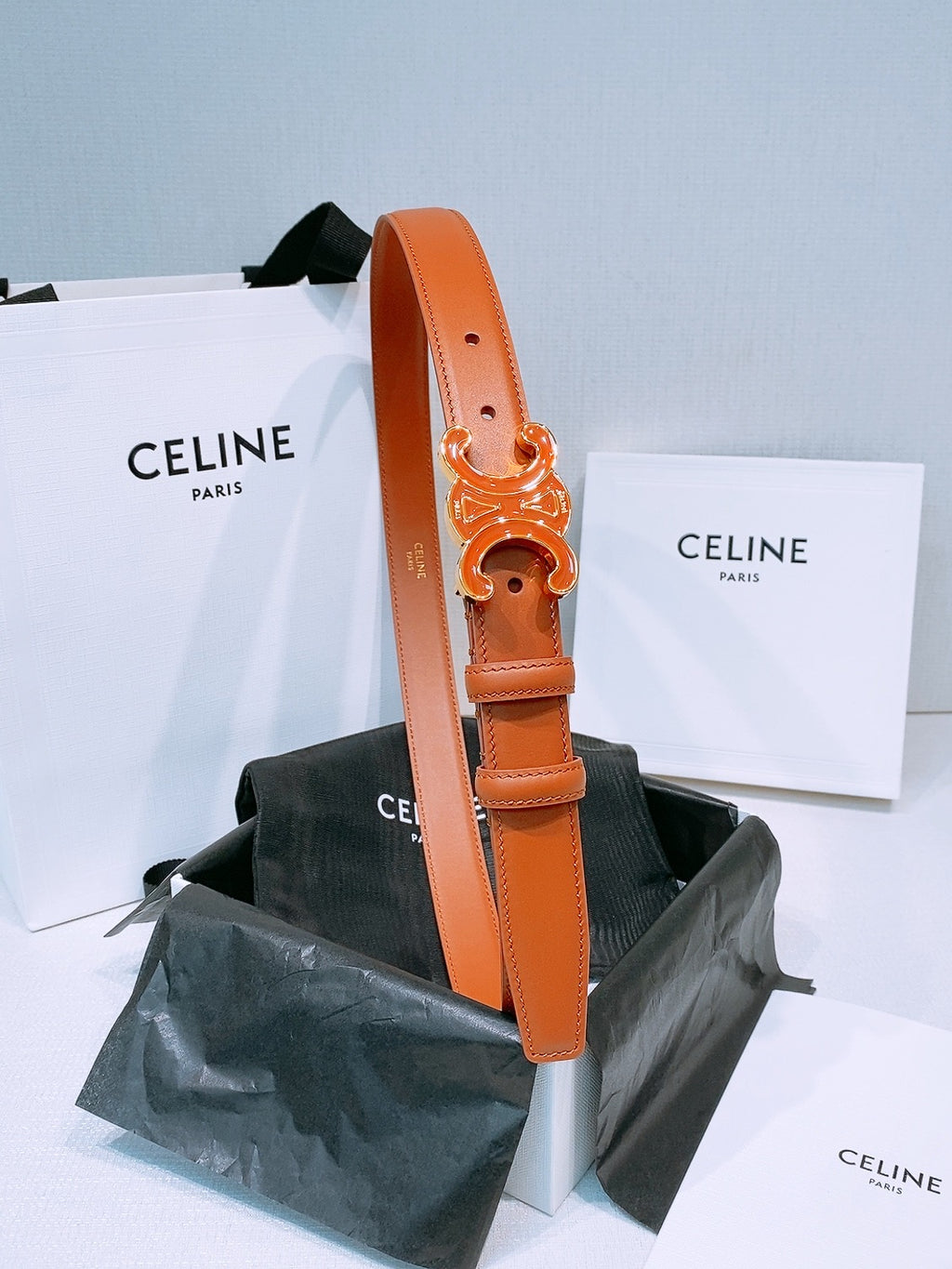 Ремінь Celine Triomphe з натуральної шкіри теляти — фото 5