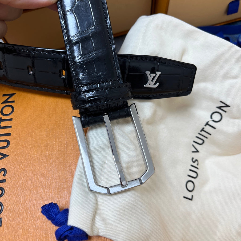 Ремінь Louis Vuitton з натуральної крокодилячої шкіри з пряжкою-штифтом — фото 4