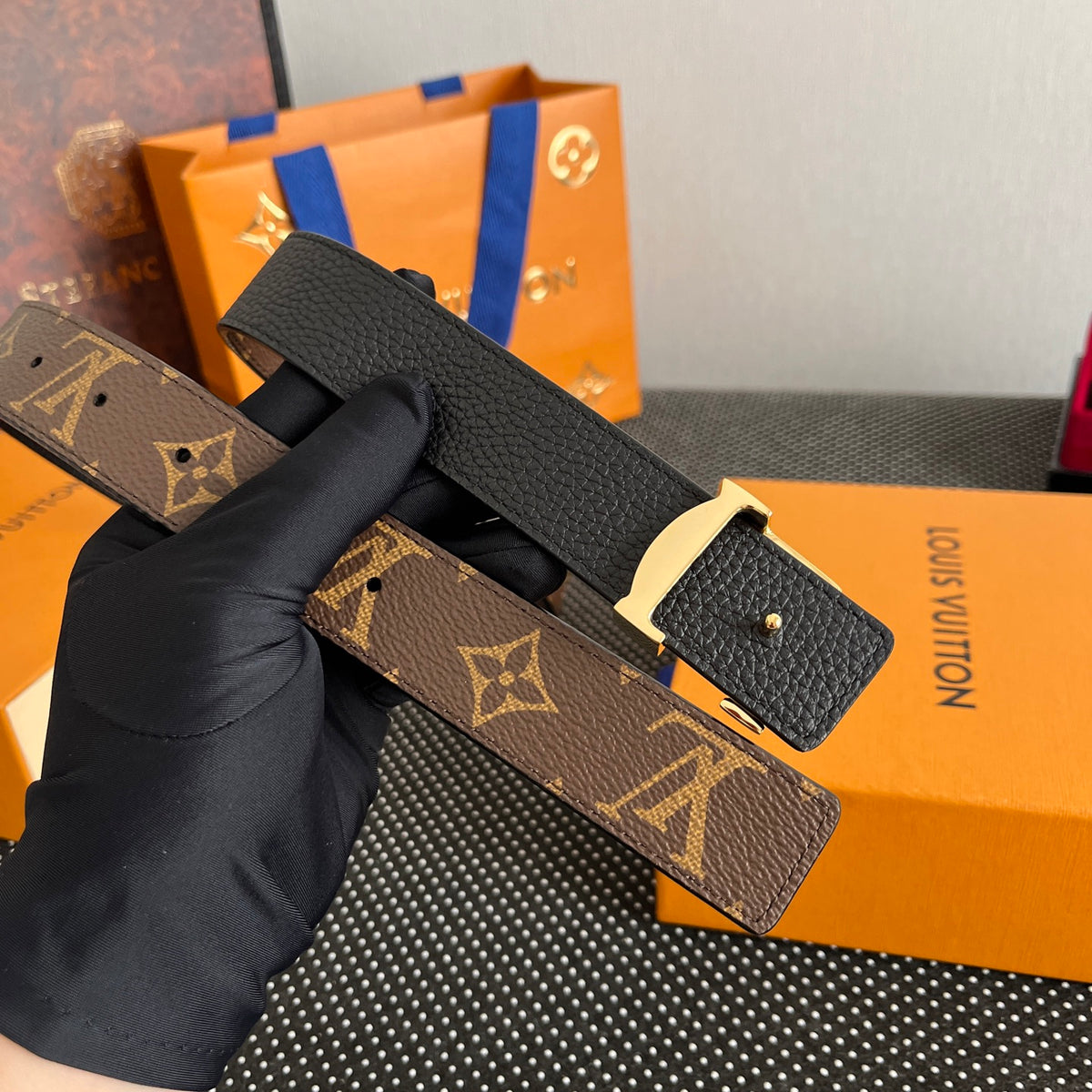 Ремінь Louis Vuitton з текстилю й натуральної шкіри — фото 5