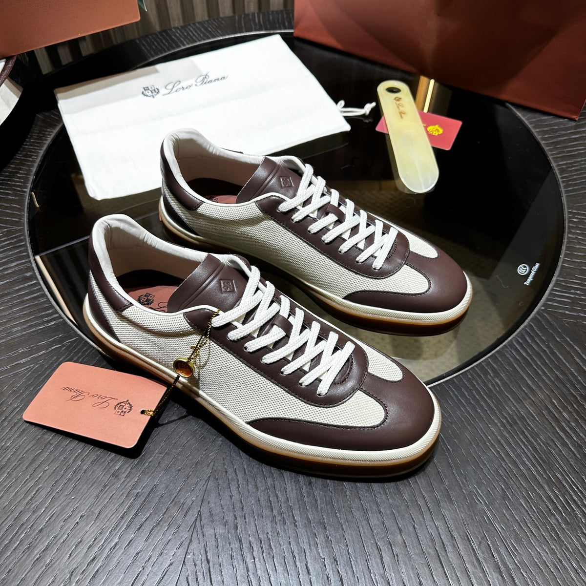 Вовняні із замшею кросівки Loro Piana Tennis Walk