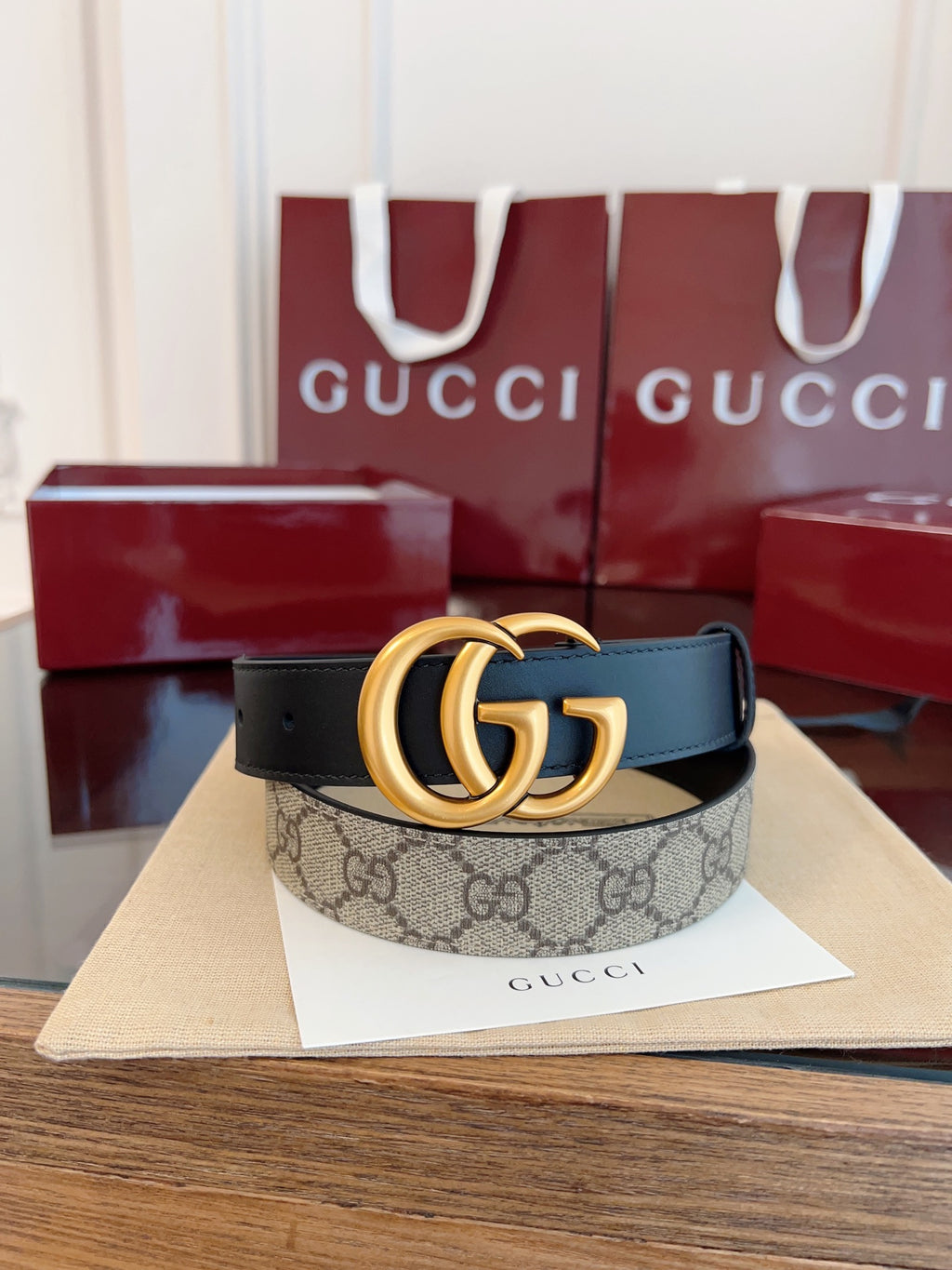 Ремінь Gucci GG Supreme з текстилю й натуральної шкіри — фото 5