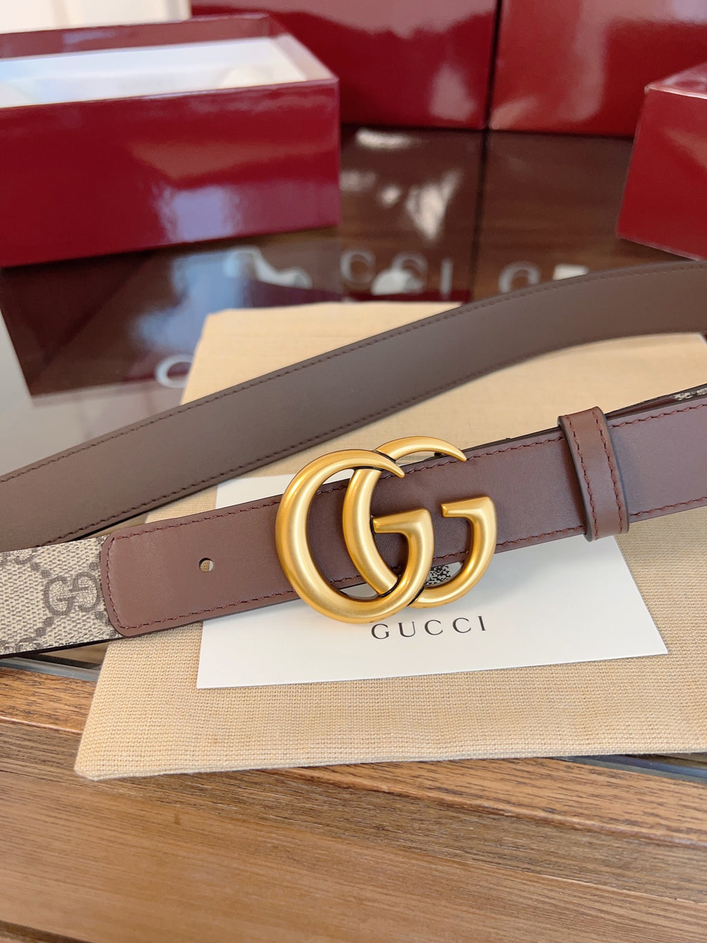 Ремінь Gucci GG Supreme з текстилю й натуральної шкіри — фото 3