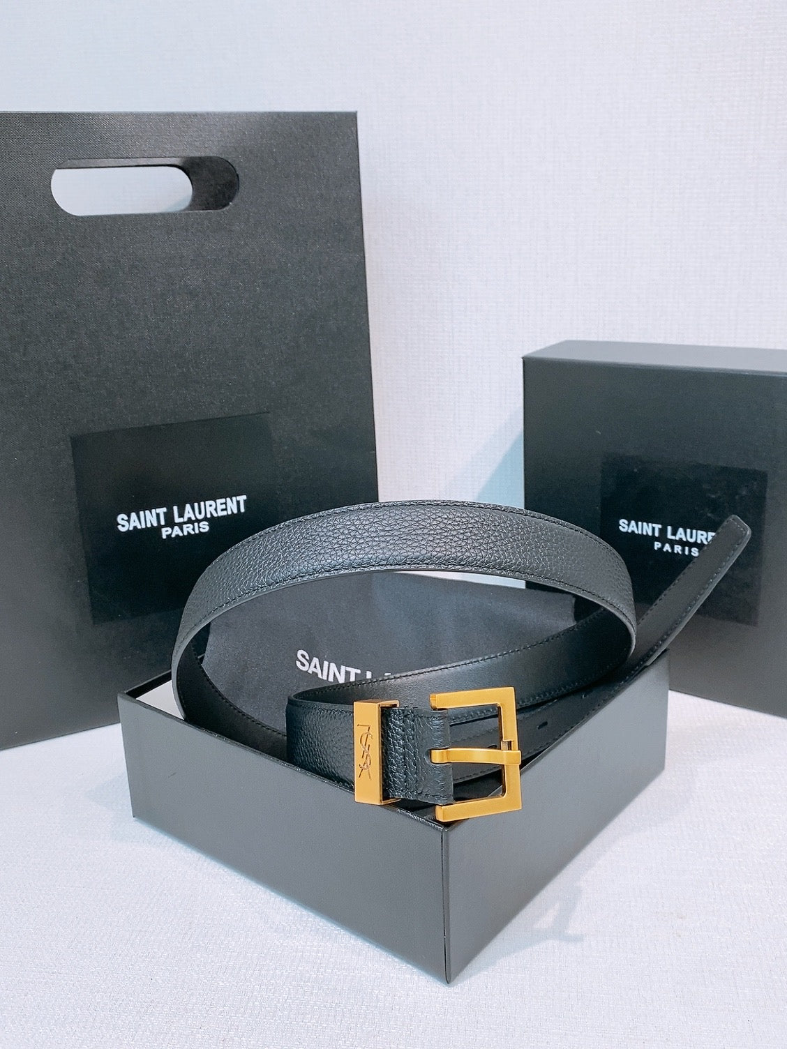 Ремінь Saint Laurent з натуральної шкіри теляти з пряжкою-штифтом — фото 2