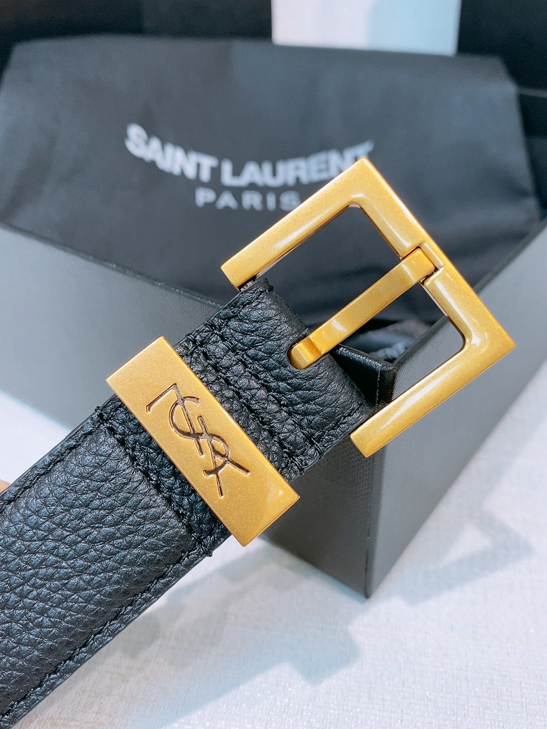 Ремінь Saint Laurent з натуральної шкіри теляти з пряжкою-штифтом — фото 3