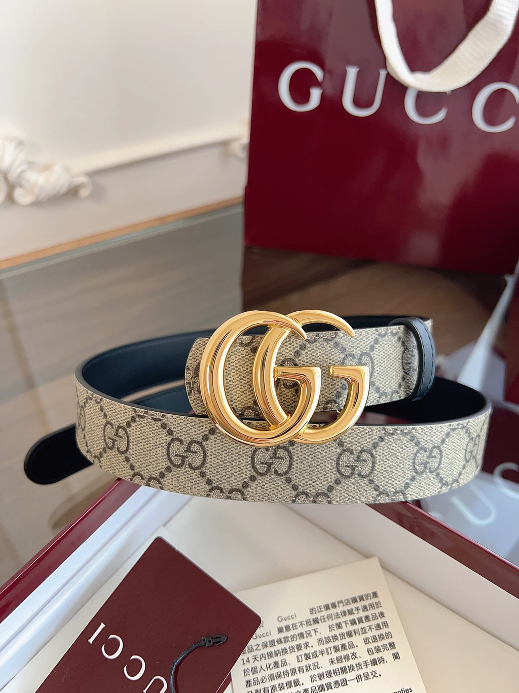 Ремінь Gucci з текстилю й натуральної шкіри — фото 1